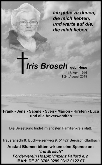 Anzeige von Iris Brosch von Kölner Stadt-Anzeiger / Kölnische Rundschau / Express