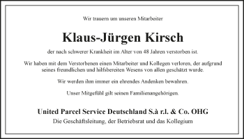 Anzeige von Klaus-Jürgen Kirsch von  Rhein-Sieg-Wochenende 