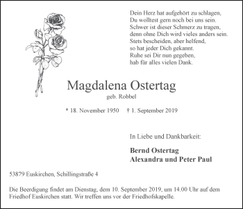Anzeige von Magdalena Ostertag von  Blickpunkt Euskirchen 
