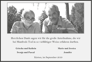Anzeige von Manfred  von  Bergisches Handelsblatt 