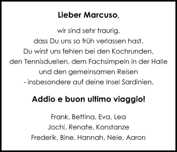 Anzeige von Marcuso  von Kölner Stadt-Anzeiger / Kölnische Rundschau / Express