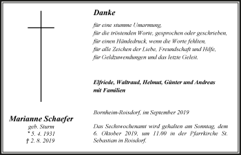 Anzeige von Marianne Schaefer von  Schaufenster/Blickpunkt 