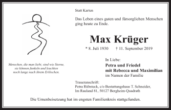 Anzeige von Max Krüger von  Werbepost 