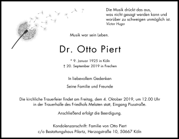 Anzeige von Otto Piert von Kölner Stadt-Anzeiger / Kölnische Rundschau / Express