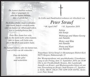 Anzeige von Peter Strauf von  Werbepost 