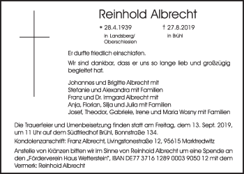 Anzeige von Reinhold Albrecht von  Schlossbote/Werbekurier 