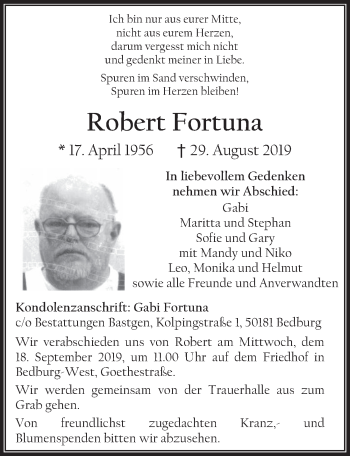 Anzeige von Robert Fortuna von  Werbepost 