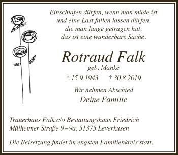 Anzeige von Rotraud Falk von  Lokale Informationen 