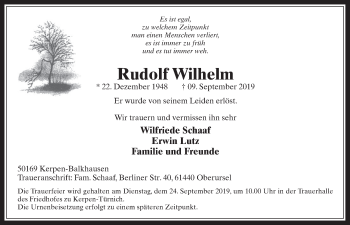 Anzeige von Rudolf Wilhelm von  Werbepost 