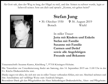 Anzeige von Stefan Jung von Kölner Stadt-Anzeiger / Kölnische Rundschau / Express