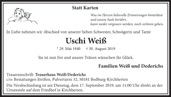 Anzeige von Uschi Weiß von  Sonntags-Post 