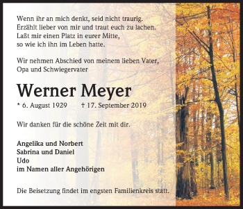 Anzeige von Werner Meyer von Kölner Stadt-Anzeiger / Kölnische Rundschau / Express