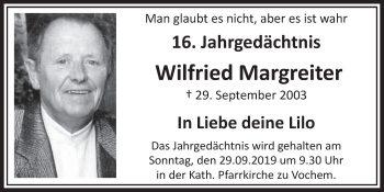 Anzeige von Wilfried Margreiter von  Schlossbote/Werbekurier 