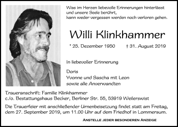 Anzeige von Willi Klinkhammer von  Blickpunkt Euskirchen 