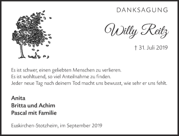 Anzeige von Willy Reitz von  Blickpunkt Euskirchen 