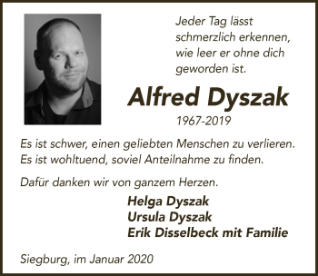 Anzeige von Alfred Dyszak von  Extra Blatt 