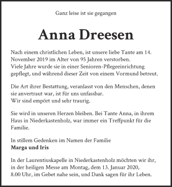 Anzeige von Anna Dreesen von  Blickpunkt Euskirchen 
