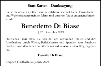 Anzeige von Benedetto  Di Biase von  Bergisches Handelsblatt 