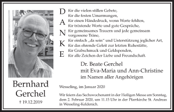 Anzeige von Bernhard Gerchel von  Schlossbote/Werbekurier 