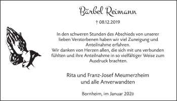 Anzeige von Bärbel Reimann von  Schlossbote/Werbekurier 