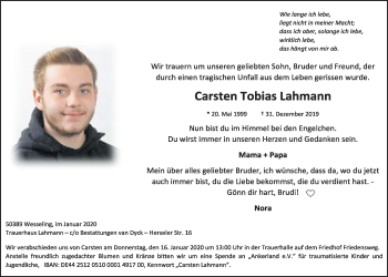 Anzeige von Carsten Tobias Lahmann von  Schlossbote/Werbekurier 