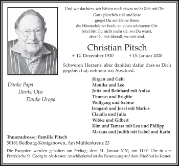 Anzeige von Christian Pitsch von  Werbepost 