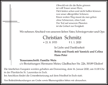 Anzeige von Christian Schmitz von  Werbepost 