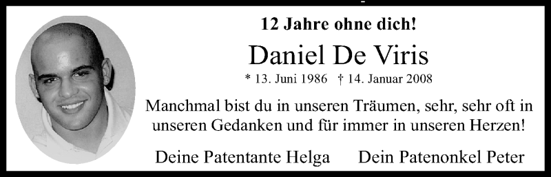  Traueranzeige für Daniel De Viris vom 18.07.2023 aus Kölner Stadt-Anzeiger / Kölnische Rundschau / Express