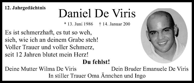  Traueranzeige für Daniel De Viris vom 18.07.2023 aus Kölner Stadt-Anzeiger / Kölnische Rundschau / Express