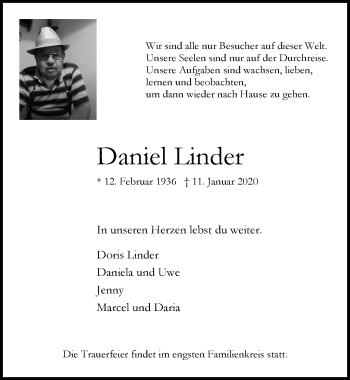 Anzeige von Daniel Linder von  Bergisches Handelsblatt 