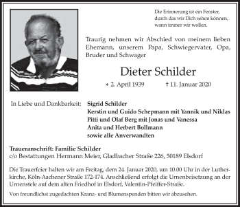 Anzeige von Dieter Schilder von  Werbepost 