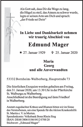 Anzeige von Edmund Mager von  Schlossbote/Werbekurier 