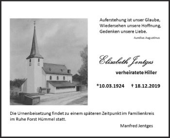 Anzeige von Elisabeth Jentges von  Blickpunkt Euskirchen 