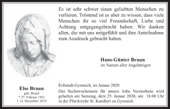 Anzeige von Else Braun von  Werbepost 