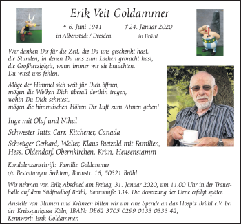 Anzeige von Erik Veit Goldammer von  Schlossbote/Werbekurier 