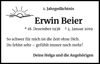 Anzeige von Erwin Beier von Kölner Stadt-Anzeiger / Kölnische Rundschau / Express