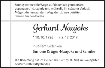 Anzeige von Gerhard Naujoks von  Bergisches Handelsblatt 