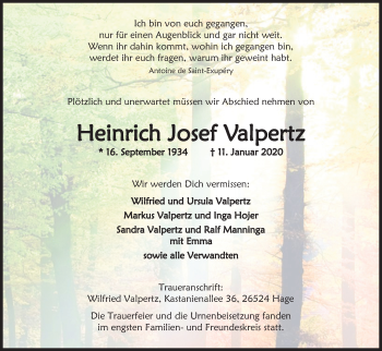Anzeige von Heinrich Josef Valpertz von Kölner Stadt-Anzeiger / Kölnische Rundschau / Express