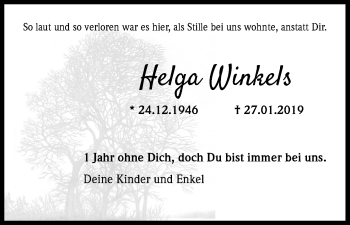 Anzeige von Helga Winkels von Kölner Stadt-Anzeiger / Kölnische Rundschau / Express