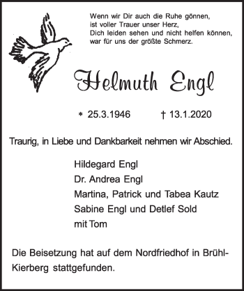 Anzeige von Helmuth Engl von  Schlossbote/Werbekurier 