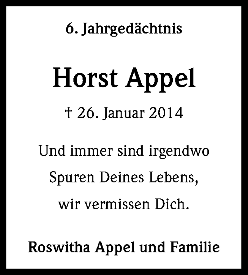  Traueranzeige für Horst Appel vom 18.07.2023 aus Kölner Stadt-Anzeiger / Kölnische Rundschau / Express