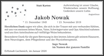 Anzeige von Jakob Nowak von  Werbepost 