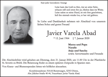 Anzeige von Javier Varela Abad von  Schlossbote/Werbekurier 
