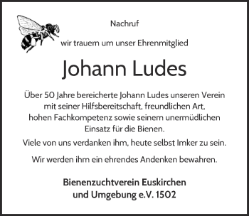 Anzeige von Johann Ludes von  Blickpunkt Euskirchen 