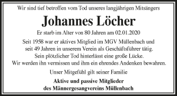Anzeige von Johannes Löcher von  Anzeigen Echo 