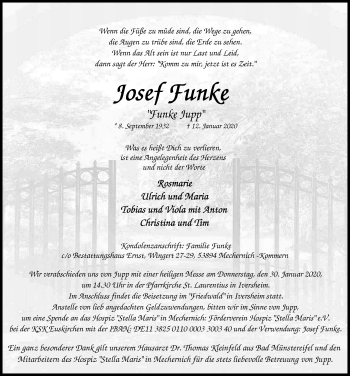 Anzeige von Josef Funke von  Blickpunkt Euskirchen 