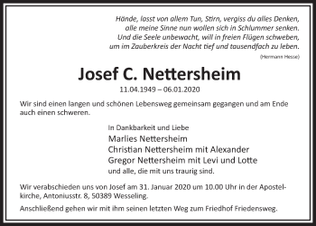 Anzeige von Josef C. Nettersheim von  Schlossbote/Werbekurier 