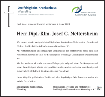 Anzeige von Josef C. Nettersheim von Kölner Stadt-Anzeiger / Kölnische Rundschau / Express