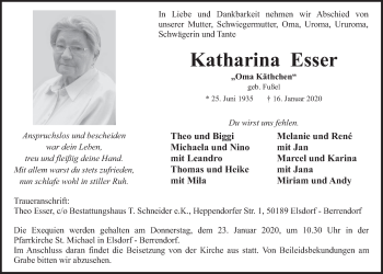 Anzeige von Katharina Esser von  Werbepost 