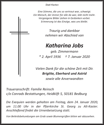 Anzeige von Katharina Jobs von  Werbepost 
